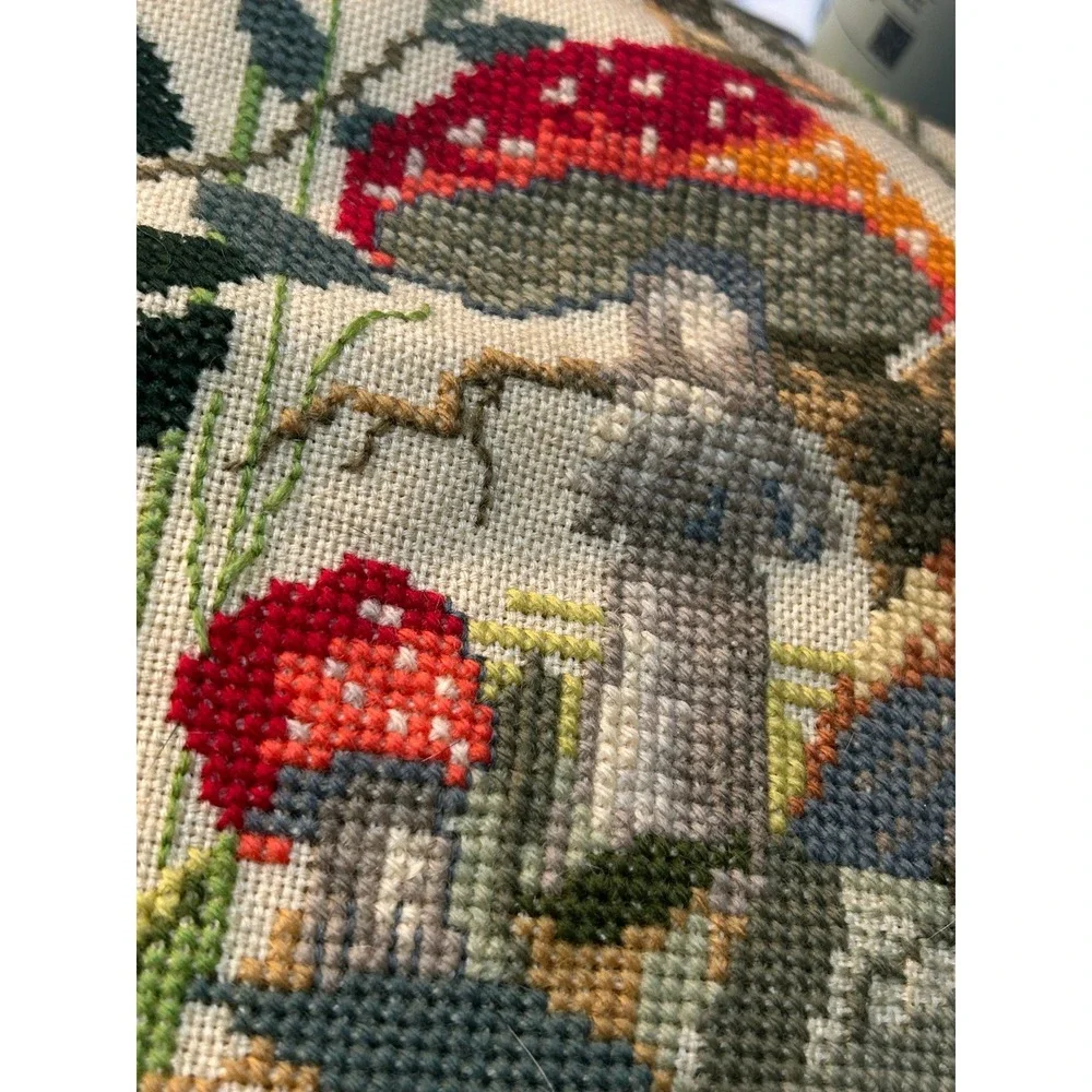 Finished Cross Stitch‎ Wall Hanging Permin of Copenhagen "Forest Floor" Handmade - Picture 7 of 8